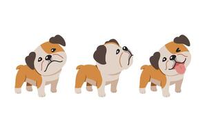 Set of cartoon character cute bulldog vector