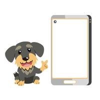Cartoon character a dog and smartphone vector