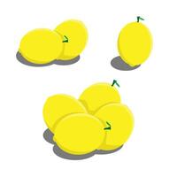 Fresh lemon fruits on white background, collection of illustrations vector