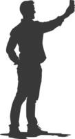 silhouette man taking selfie photo on smartphone with poses black color only vector