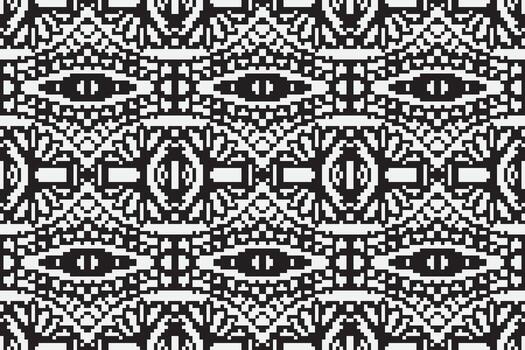 Motif Pixel Seamless Pattern Embroidery Background. Pixel Floral Geometric Ethnic Oriental Pattern Traditional. Pixel Aztec Style Abstract Design for Print Texture,fabric,saree,sari,carpet. vector