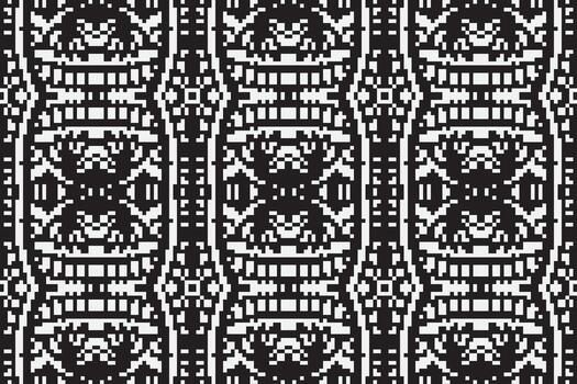 Motif Pixel Seamless Pattern Embroidery Background. Pixel Floral Geometric Ethnic Oriental Pattern Traditional. Pixel Aztec Style Abstract Design for Print Texture,fabric,saree,sari,carpet. vector