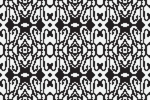 Patchwork pattern Seamless Mughal architecture Motif embroidery, Pixel Ikat embroidery Design for Print Texture fabric saree sari carpet. kurta patola saree vector