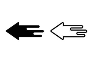Set of left pointing solid arrow icon sketched with white background. vector