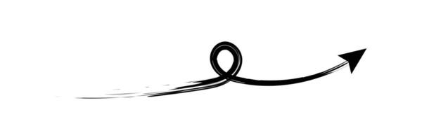 Set of Hand drawn curved arrow icon with brush. Brush long arrow isolated on a white background. vector