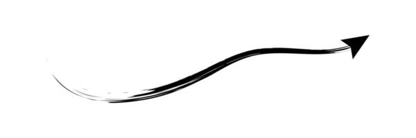 Set of Hand drawn curved arrow icon with brush. Brush long arrow isolated on a white background. vector