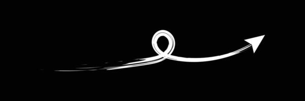 Set of Hand drawn curved arrow icon with brush. Brush long arrow isolated on a white background. vector