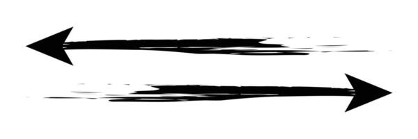 Set of Hand drawn curved arrow icon with brush. Brush long arrow isolated on a white background. vector
