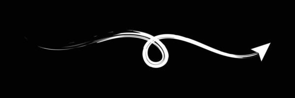 Set of Hand drawn curved arrow icon with brush. Brush long arrow isolated on a white background. vector