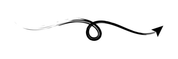 Set of Hand drawn curved arrow icon with brush. Brush long arrow isolated on a white background. vector