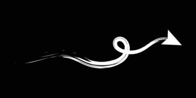 Set of Hand drawn curved arrow icon with brush. Brush long arrow isolated on a white background. vector