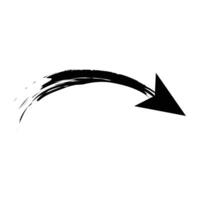 Set of Hand drawn curved arrow icon with brush. Brush long arrow isolated on a white background. vector