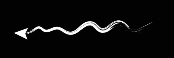 Set of Hand drawn curved arrow icon with brush. Brush long arrow isolated on a white background. vector