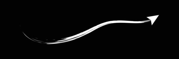 Set of Hand drawn curved arrow icon with brush. Brush long arrow isolated on a white background. vector