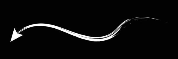 Set of Hand drawn curved arrow icon with brush. Brush long arrow isolated on a white background. vector