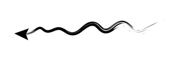 Set of Hand drawn curved arrow icon with brush. Brush long arrow isolated on a white background. vector