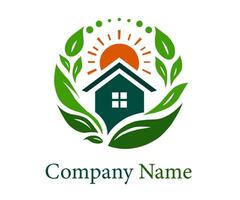 a logo for a company that is made up of a house and leaves vector