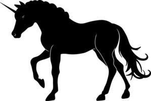 a black silhouette of a unicorn on a white background vector