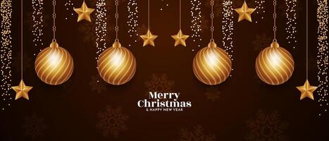 Modern Merry Christmas festival celebration banner design vector