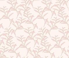 Pastel seamless pattern with lines leaf stems. Abstract, artistic branches leaves printing on a light beige background. hand drawing. Template for designs, textile, fashion, fabric vector