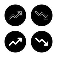 Up and down arrow icon on black circle. Increase and decrease concept vector