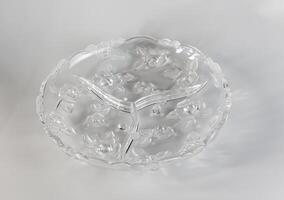 Crystal empty salad bowl on a white background photo