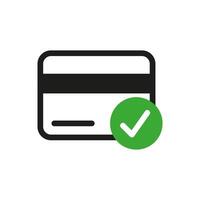 credit card with checkmark icon vector