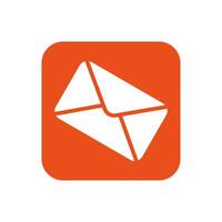 envelope mail in a orange background icon vector