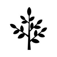 silhouette of a tree and the branch with leaves icon vector