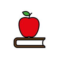 red apple on a book vector