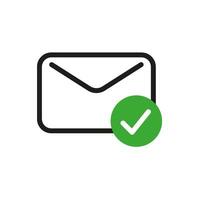 email button with checkmark icon vector