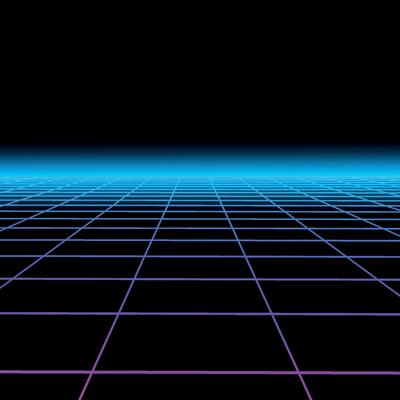 abstract futuristic background with vision perspective. Retro design - fashion 80-90s. Color grid neon infinity surface with glowing effect