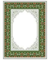 Vintage Old Green photo frame border geometric style Background vector
