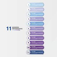 Modern infographic with 11 steps and business icons for presentation. vector