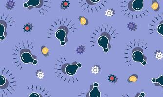Light bulb Seamless Pattern on blue background. vector