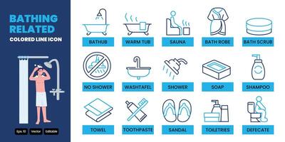 bathing colored line icon set design good for web and mobile app vector