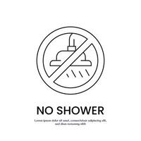 no shower thin outline icon design good for web or mobile app vector