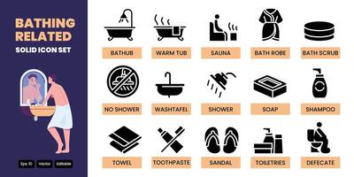 bathing solid icon set design good for web and mobile app vector
