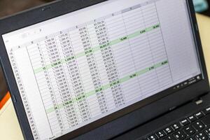 Shot of an excel sheet on computer screen showing bank loan amortization table. banking photo