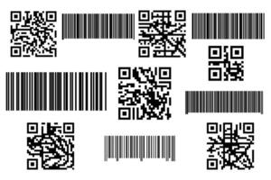 Fake QR code and Barcode set illustration. vector