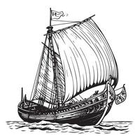 Sailing boat design hand drawings. Simple sailboat vector