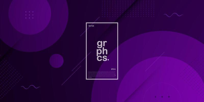 Dynamic geometric dark purple abstract background. Purple elements with circle gradient pattern. Modern shapes composition. Eps10