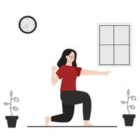 Doing exercise at home flat design illustration isolated in white background vector