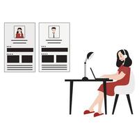 Online recruitment employee flat design illustration isolated in white background vector
