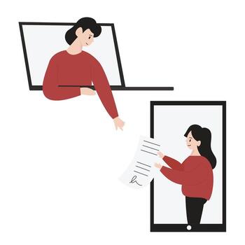 Make a signed contract with your client flat design illustration isolated in white background vector