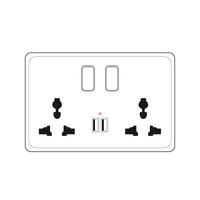 International Universal Socket Multi-Function 3 Holes Plug Outlet Panel Wall Power two Socket vector