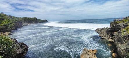 The beauty of Asian beach on a tropical island in Indonesia, enjoy a pleasant holiday in the beautiful sea photo