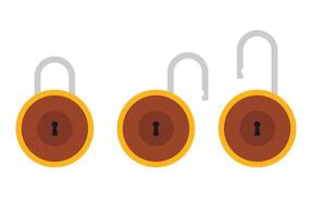 Padlock icon sign symbol flat, locked and unlocked, flat design illustration. Opened and closed locks isolated on white background vector