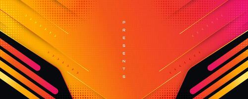Abstract and Creative Orange Gradient Background with Modern Technology Concept. Cover, Banner or Layout Design Template for Identity, Branding, Advertising or Promotion vector