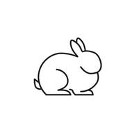 Bunny flat line icon design. Rabbit or hare simple linear pictogram for web or app vector